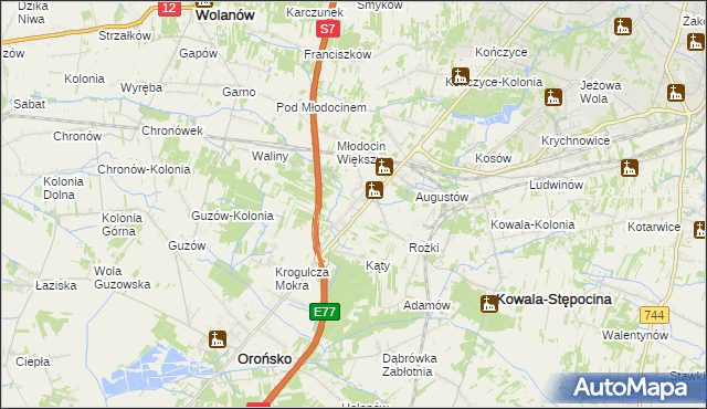 mapa Młodocin Mniejszy, Młodocin Mniejszy na mapie Targeo