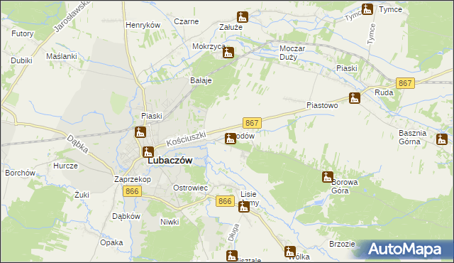 mapa Młodów gmina Lubaczów, Młodów gmina Lubaczów na mapie Targeo