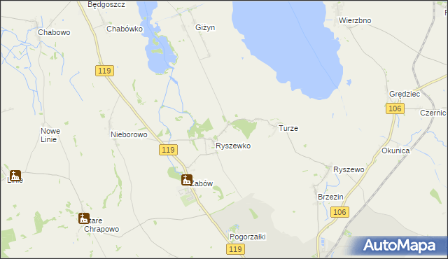 mapa Młyny gmina Pyrzyce, Młyny gmina Pyrzyce na mapie Targeo