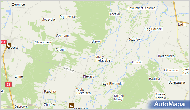 mapa Młyny Piekarskie, Młyny Piekarskie na mapie Targeo
