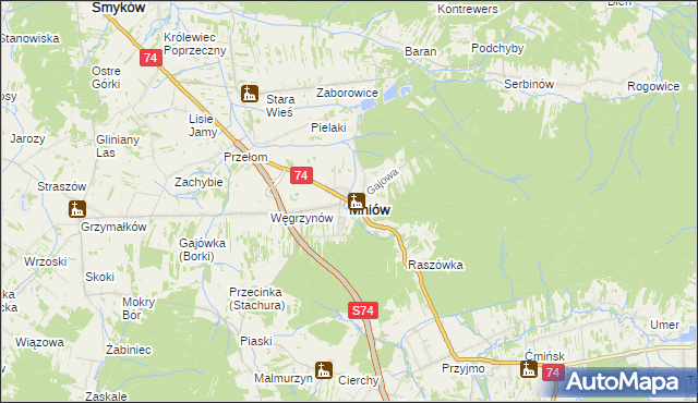 mapa Mniów, Mniów na mapie Targeo