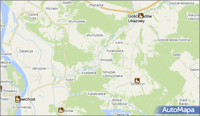 mapa Mniszek gmina Gościeradów, Mniszek gmina Gościeradów na mapie Targeo