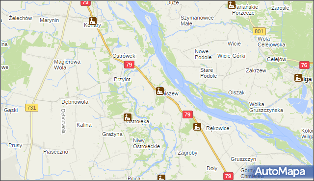 mapa Mniszew gmina Magnuszew, Mniszew gmina Magnuszew na mapie Targeo