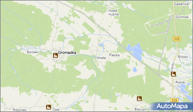 mapa Modła gmina Gromadka, Modła gmina Gromadka na mapie Targeo