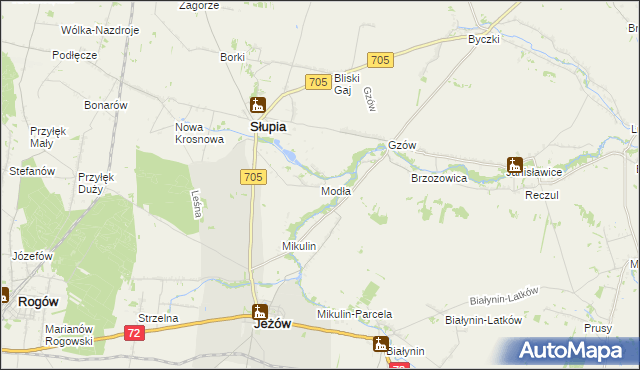 mapa Modła gmina Słupia, Modła gmina Słupia na mapie Targeo