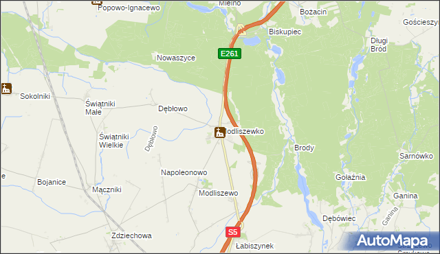 mapa Modliszewko, Modliszewko na mapie Targeo