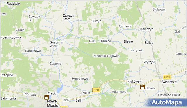 mapa Modzele-Gajówka, Modzele-Gajówka na mapie Targeo