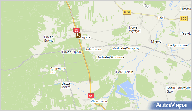 mapa Modzele-Skudosze, Modzele-Skudosze na mapie Targeo