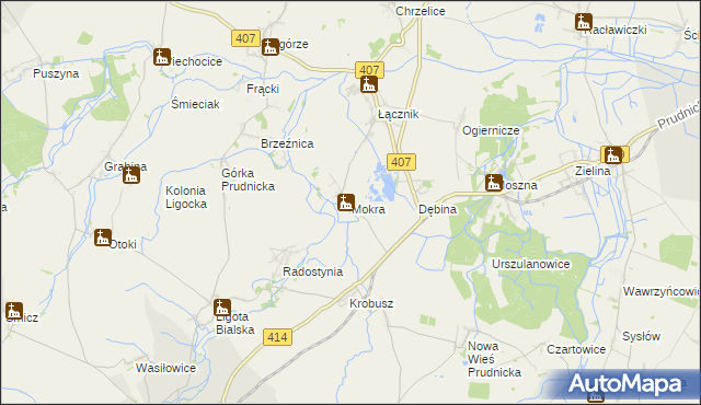 mapa Mokra gmina Biała, Mokra gmina Biała na mapie Targeo