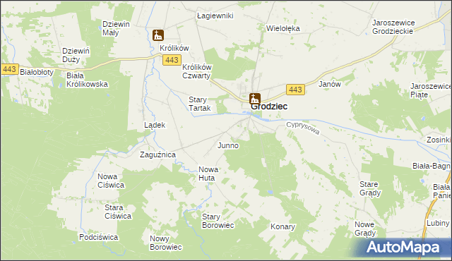 mapa Mokre gmina Grodziec, Mokre gmina Grodziec na mapie Targeo