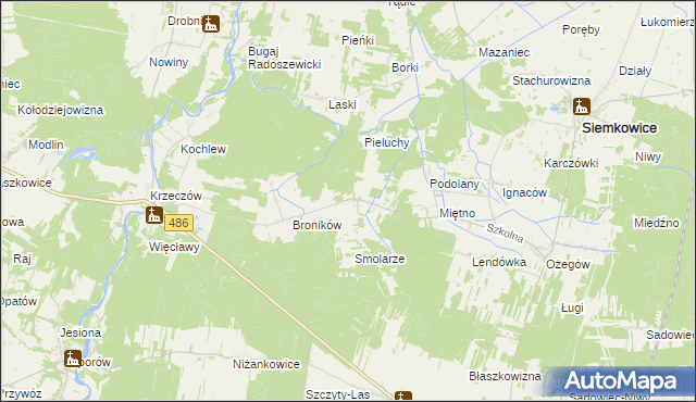 mapa Mokre gmina Siemkowice, Mokre gmina Siemkowice na mapie Targeo