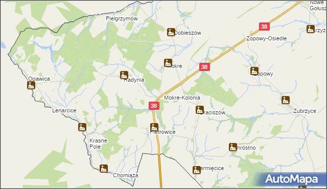 mapa Mokre-Kolonia, Mokre-Kolonia na mapie Targeo