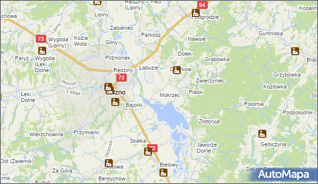 mapa Mokrzec gmina Pilzno, Mokrzec gmina Pilzno na mapie Targeo