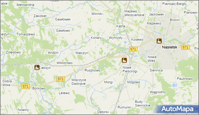 mapa Mokrzyce Włościańskie, Mokrzyce Włościańskie na mapie Targeo