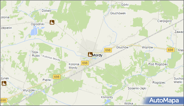 mapa Mordy, Mordy na mapie Targeo