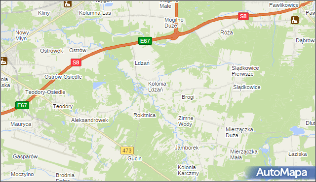 mapa Morgi gmina Dobroń, Morgi gmina Dobroń na mapie Targeo