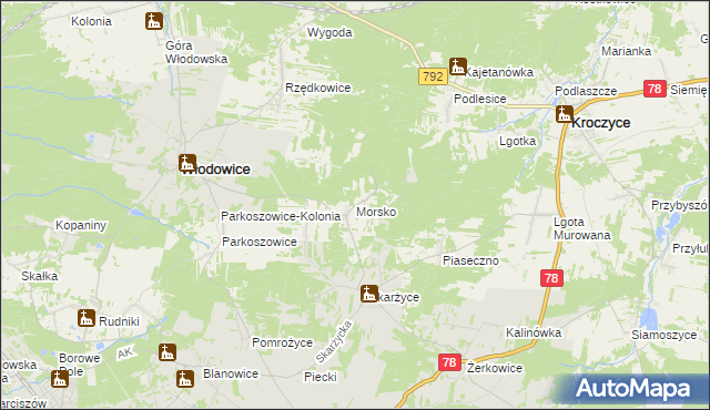 mapa Morsko gmina Włodowice, Morsko gmina Włodowice na mapie Targeo