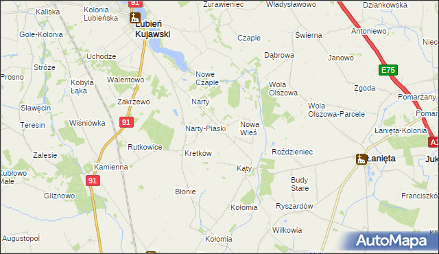 mapa Morzyce gmina Lubień Kujawski, Morzyce gmina Lubień Kujawski na mapie Targeo