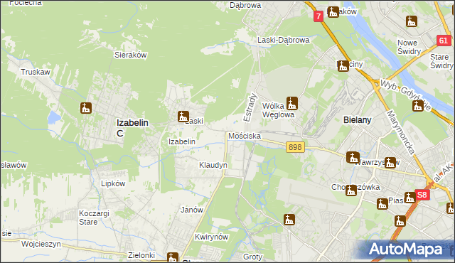 mapa Mościska gmina Izabelin, Mościska gmina Izabelin na mapie Targeo