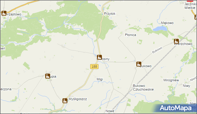 mapa Mosiny, Mosiny na mapie Targeo