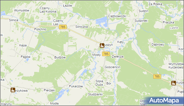 mapa Mosty gmina Żytno, Mosty gmina Żytno na mapie Targeo