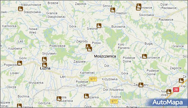 mapa Moszczenica powiat gorlicki, Moszczenica powiat gorlicki na mapie Targeo