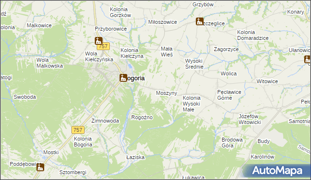 mapa Moszyny, Moszyny na mapie Targeo