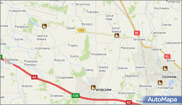 mapa Mrożewice, Mrożewice na mapie Targeo