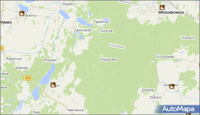 mapa Mścigniew, Mścigniew na mapie Targeo