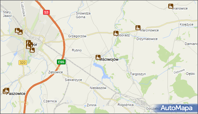 mapa Mściwojów, Mściwojów na mapie Targeo