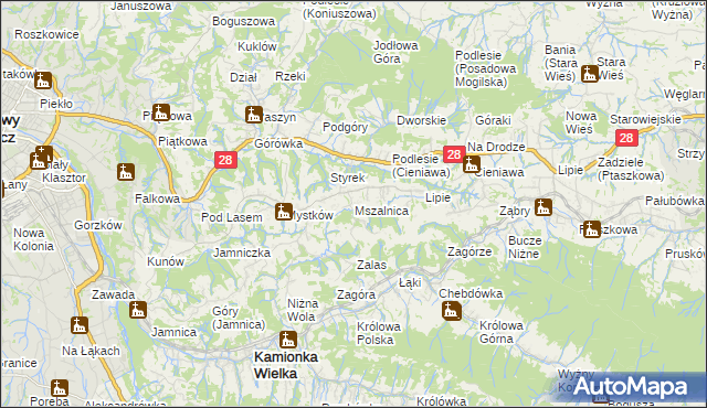 mapa Mszalnica, Mszalnica na mapie Targeo