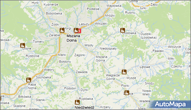 mapa Mszana Górna, Mszana Górna na mapie Targeo