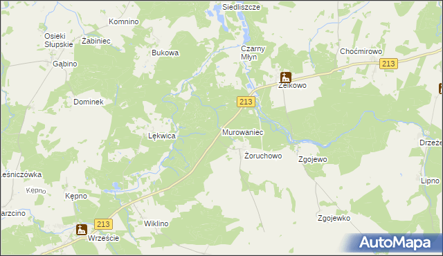 mapa Murowaniec gmina Główczyce, Murowaniec gmina Główczyce na mapie Targeo