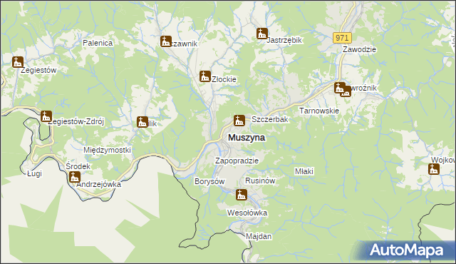 mapa Muszyna, Muszyna na mapie Targeo