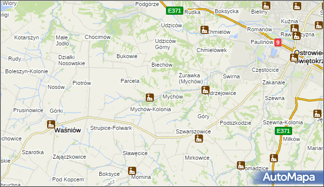 mapa Mychów, Mychów na mapie Targeo