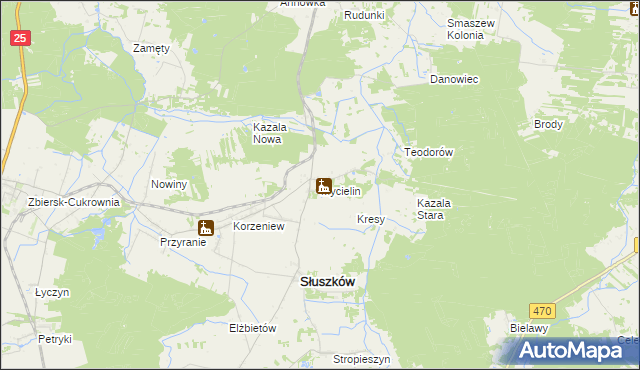 mapa Mycielin powiat kaliski, Mycielin powiat kaliski na mapie Targeo