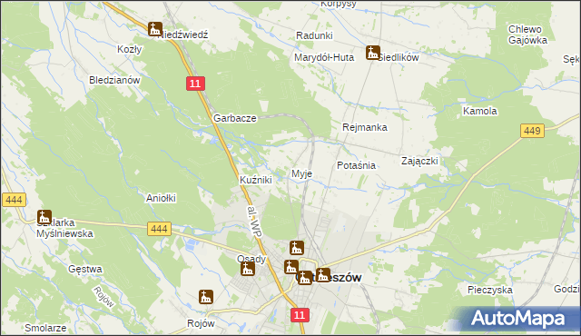 mapa Myje, Myje na mapie Targeo