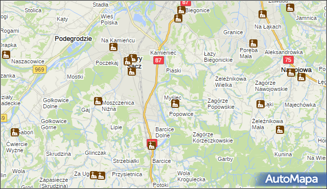 mapa Myślec, Myślec na mapie Targeo