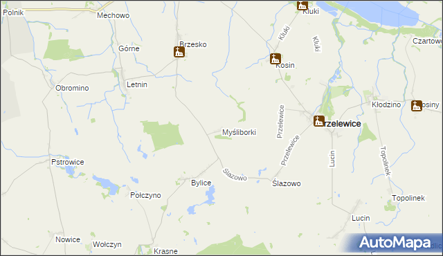 mapa Myśliborki, Myśliborki na mapie Targeo