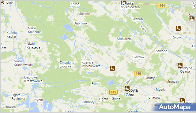 mapa Myślniew, Myślniew na mapie Targeo