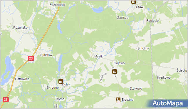 mapa Mystki gmina Lubiszyn, Mystki gmina Lubiszyn na mapie Targeo