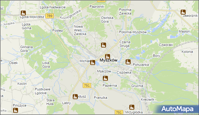 mapa Myszków, Myszków na mapie Targeo