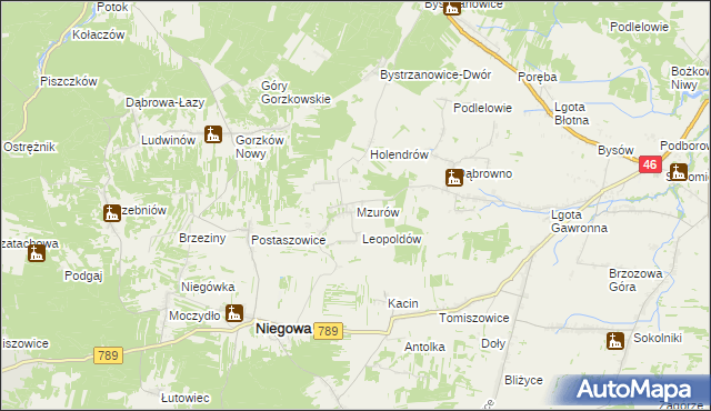 mapa Mzurów, Mzurów na mapie Targeo