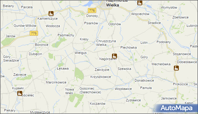 mapa Nagórzanki, Nagórzanki na mapie Targeo