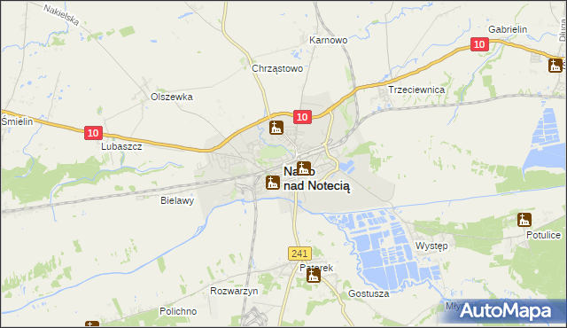 mapa Nakło nad Notecią, Nakło nad Notecią na mapie Targeo