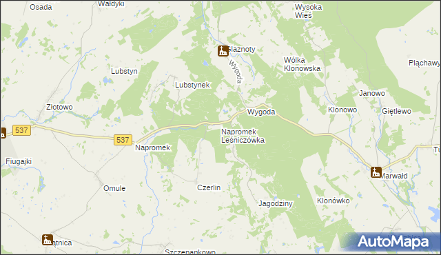 mapa Napromek Leśniczówka, Napromek Leśniczówka na mapie Targeo