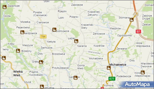 mapa Narama, Narama na mapie Targeo