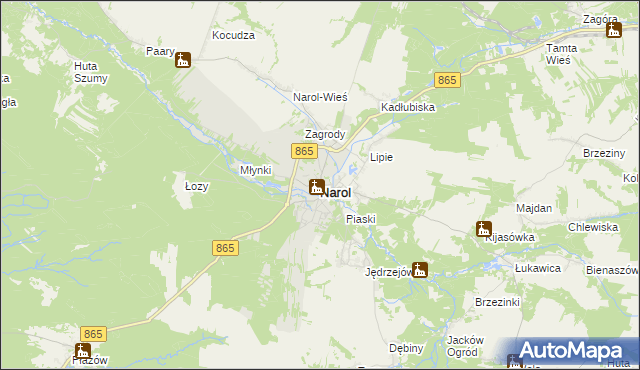 mapa Narol, Narol na mapie Targeo