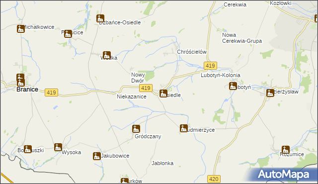 mapa Nasiedle, Nasiedle na mapie Targeo