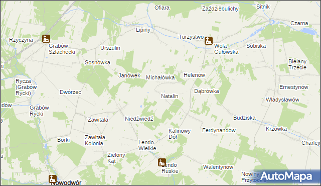 mapa Natalin gmina Adamów, Natalin gmina Adamów na mapie Targeo